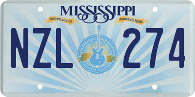 MS license plate NZL274