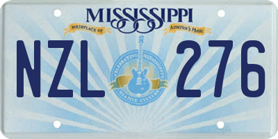 MS license plate NZL276