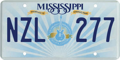 MS license plate NZL277