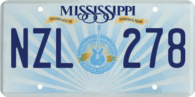 MS license plate NZL278