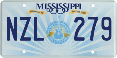 MS license plate NZL279
