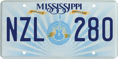 MS license plate NZL280