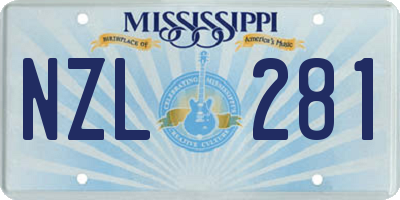 MS license plate NZL281