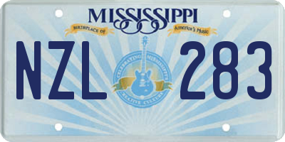 MS license plate NZL283