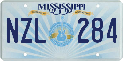 MS license plate NZL284
