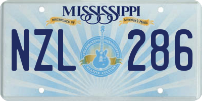 MS license plate NZL286