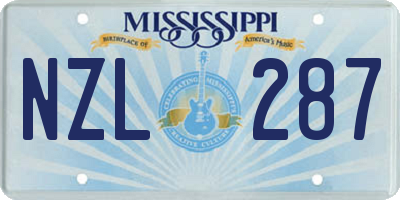 MS license plate NZL287