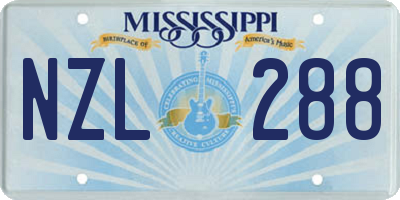 MS license plate NZL288