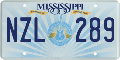 MS license plate NZL289