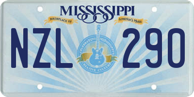 MS license plate NZL290