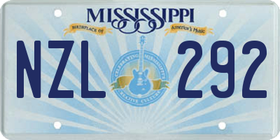 MS license plate NZL292