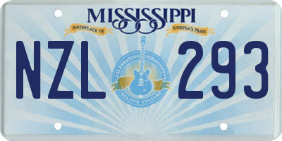 MS license plate NZL293