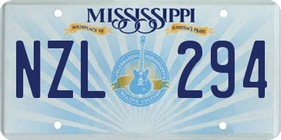 MS license plate NZL294