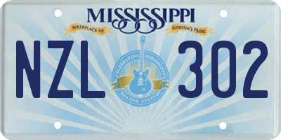 MS license plate NZL302