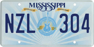 MS license plate NZL304