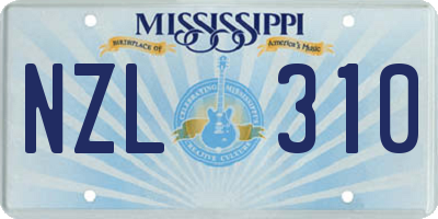 MS license plate NZL310