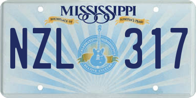 MS license plate NZL317