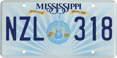 MS license plate NZL318