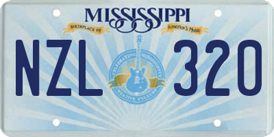 MS license plate NZL320