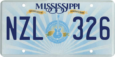 MS license plate NZL326