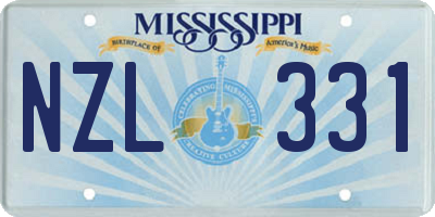 MS license plate NZL331