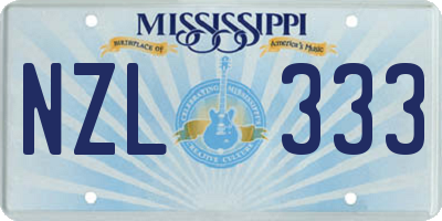 MS license plate NZL333