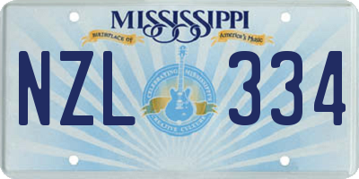 MS license plate NZL334