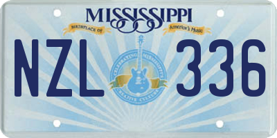 MS license plate NZL336