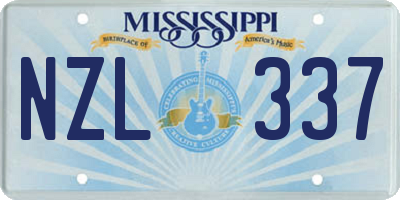 MS license plate NZL337