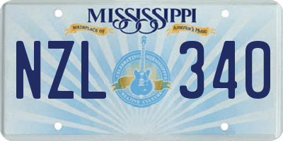 MS license plate NZL340
