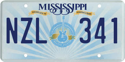 MS license plate NZL341
