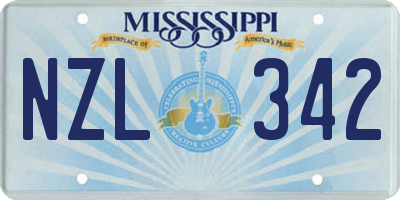 MS license plate NZL342
