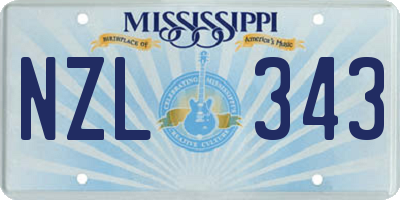 MS license plate NZL343