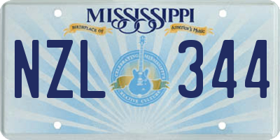 MS license plate NZL344