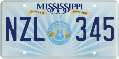 MS license plate NZL345