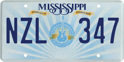 MS license plate NZL347