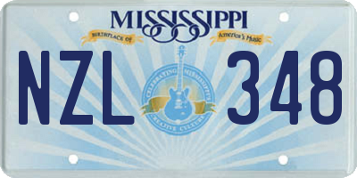 MS license plate NZL348