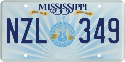 MS license plate NZL349