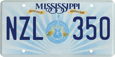 MS license plate NZL350
