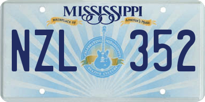 MS license plate NZL352