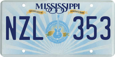 MS license plate NZL353