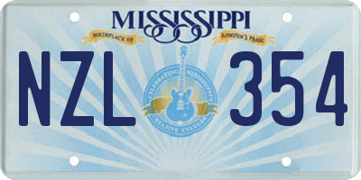 MS license plate NZL354