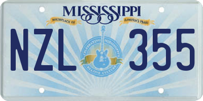 MS license plate NZL355
