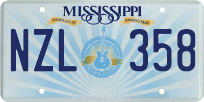 MS license plate NZL358