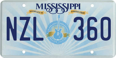MS license plate NZL360