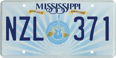 MS license plate NZL371