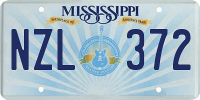 MS license plate NZL372