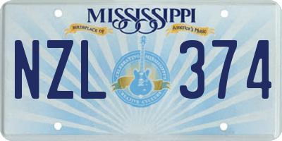 MS license plate NZL374