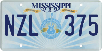 MS license plate NZL375