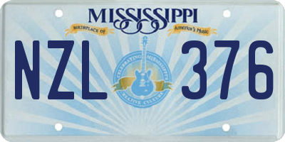 MS license plate NZL376